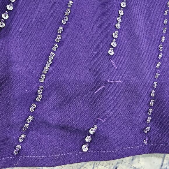 Betsy & Adam WOMENS SIZE 0 Purple Metallic Halter Formal Evening Dress Gown - Picture 12 of 16